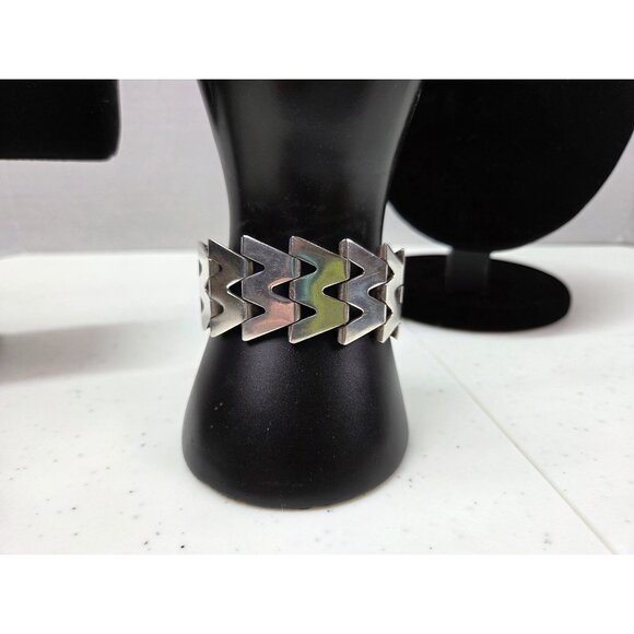 Vintage 925 Sterling Silver Link Bracelet Haglund Studio Sweden Safety Chain 52g - Picture 2 of 12